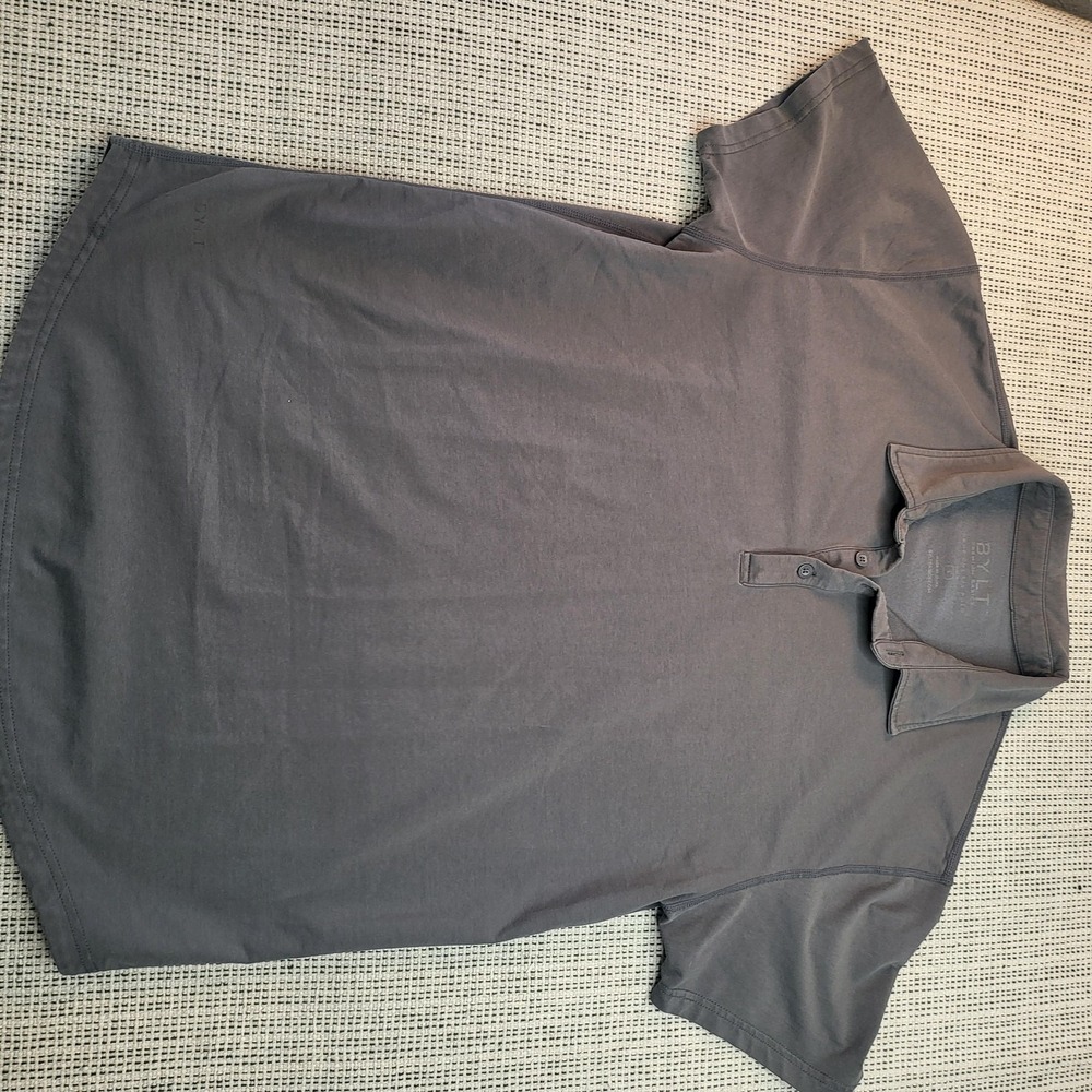 BYLT Polo Shirt Mens Large Gray‎ Solid Soft Knit Tagless Short Sleeve Casual